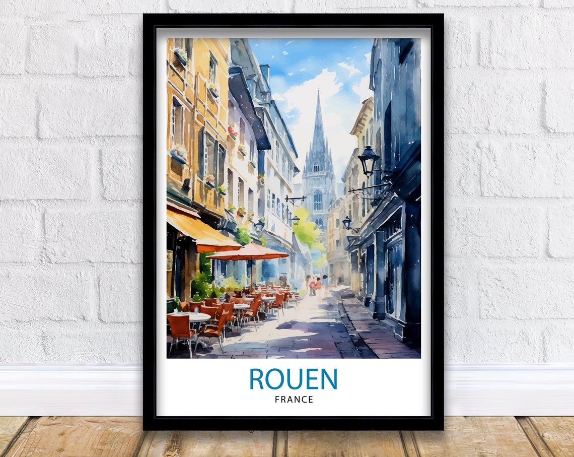 Rouen France Travel Print France Wall Decor Rouen Poster Normandy Travel Prints France Art Print Rouen Illustration France Wall Art City