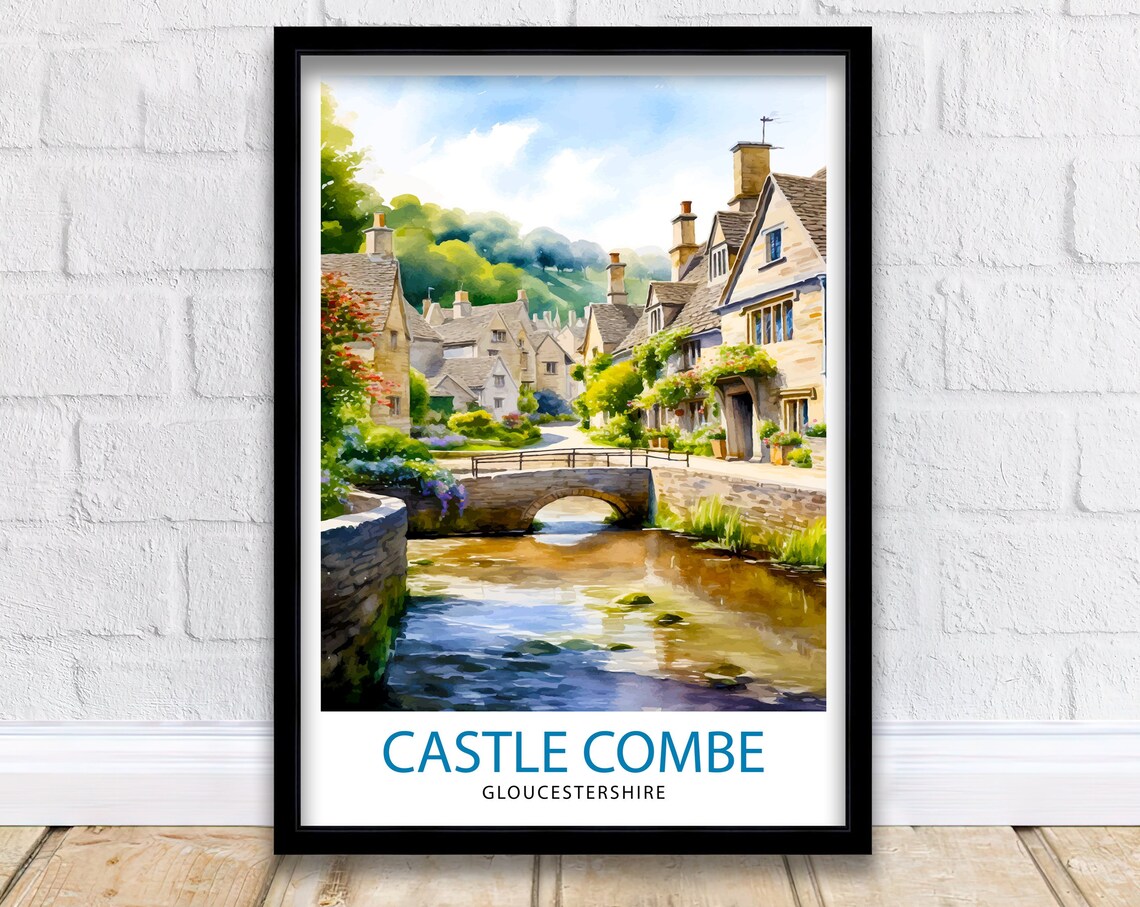 Castle Combe Travel Poster, England Wall Decor