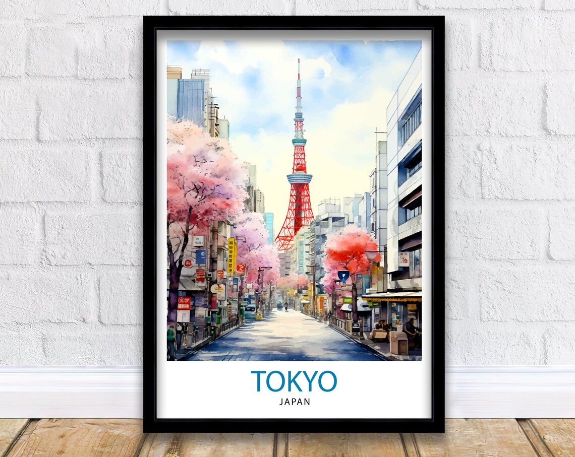 Tokyo Japan Travel Poster, Asia Wall Decor