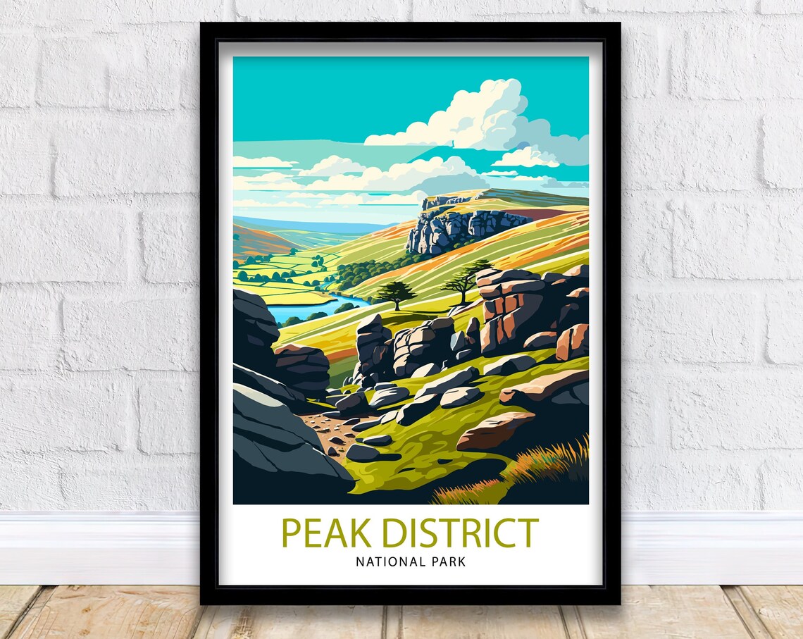 Peak District Travel Poster, Landscape Art Print