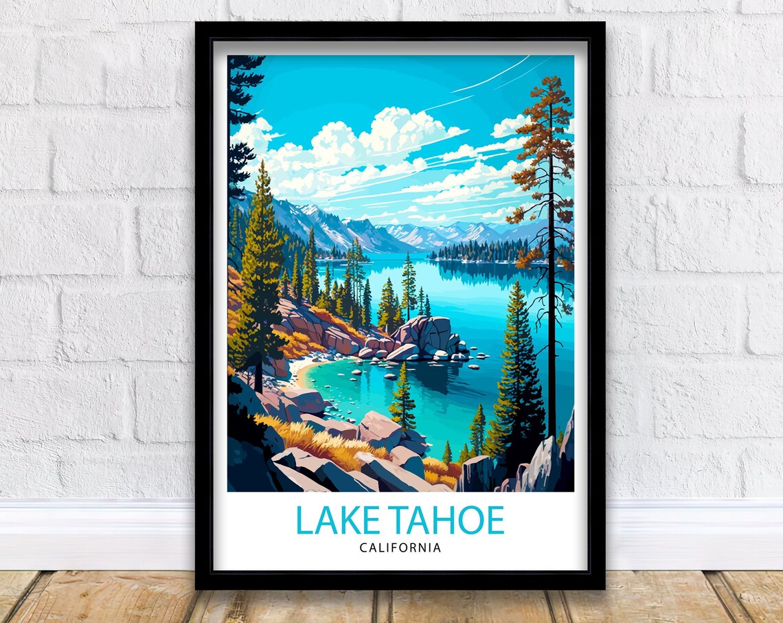 Lake Tahoe Travel Poster, California Wall Art Decor