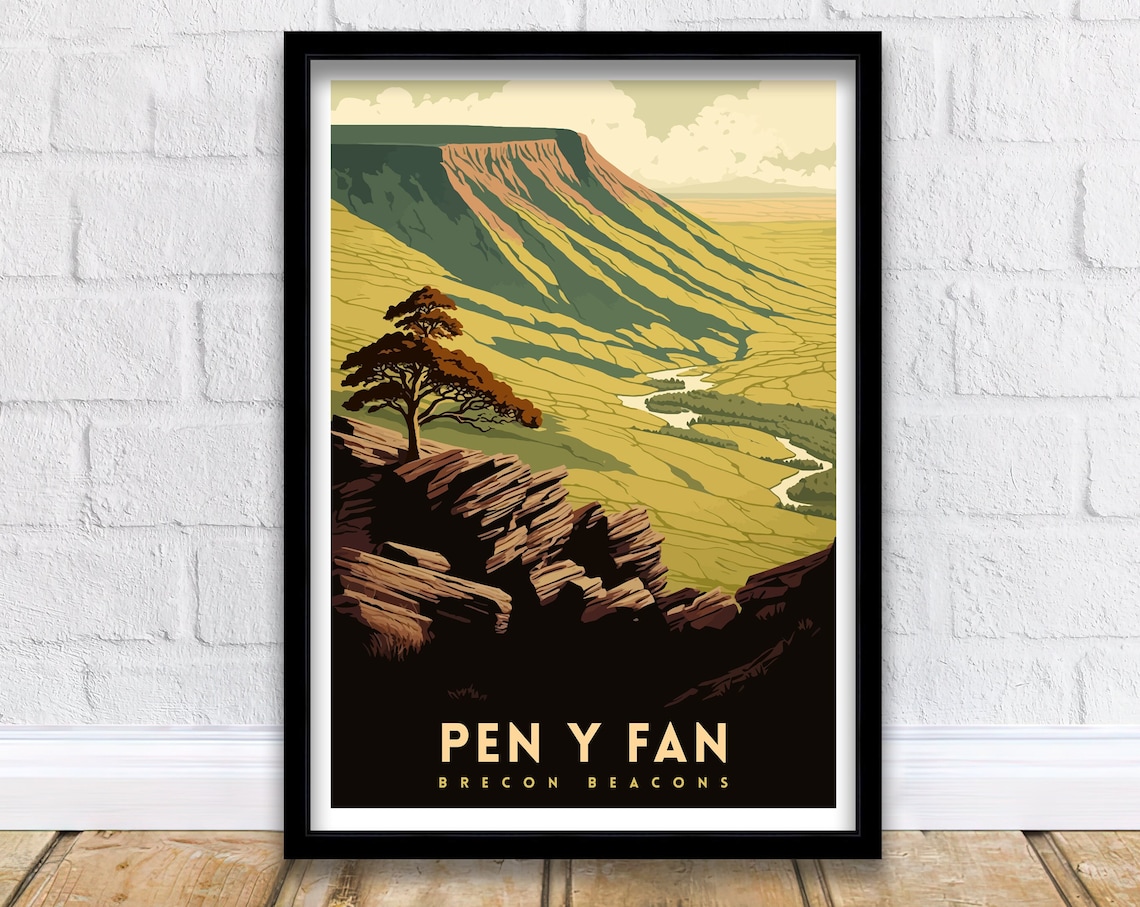 Pen Y Fan Travel Poster, Wales Landscape Decor