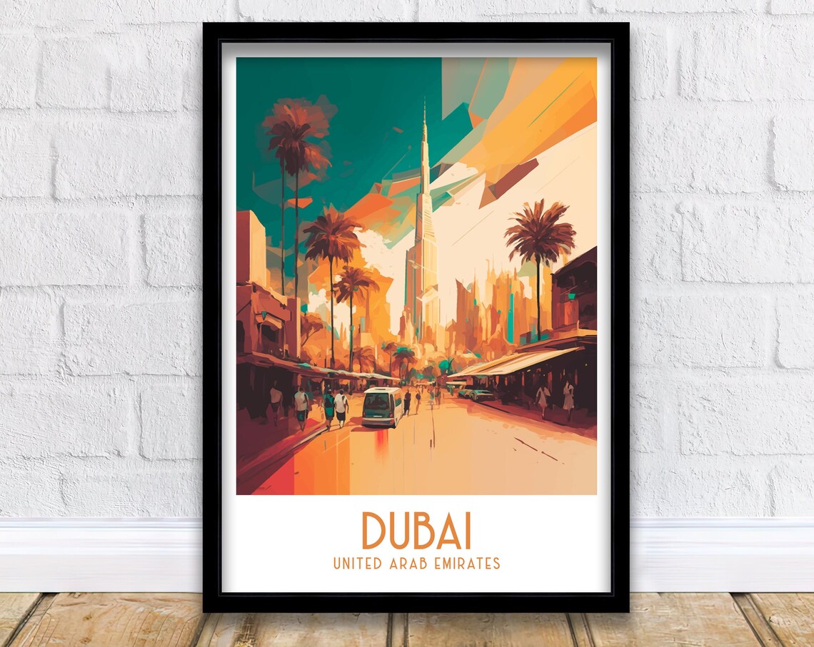 Dubai UAE Travel Poster, Home Living Decor