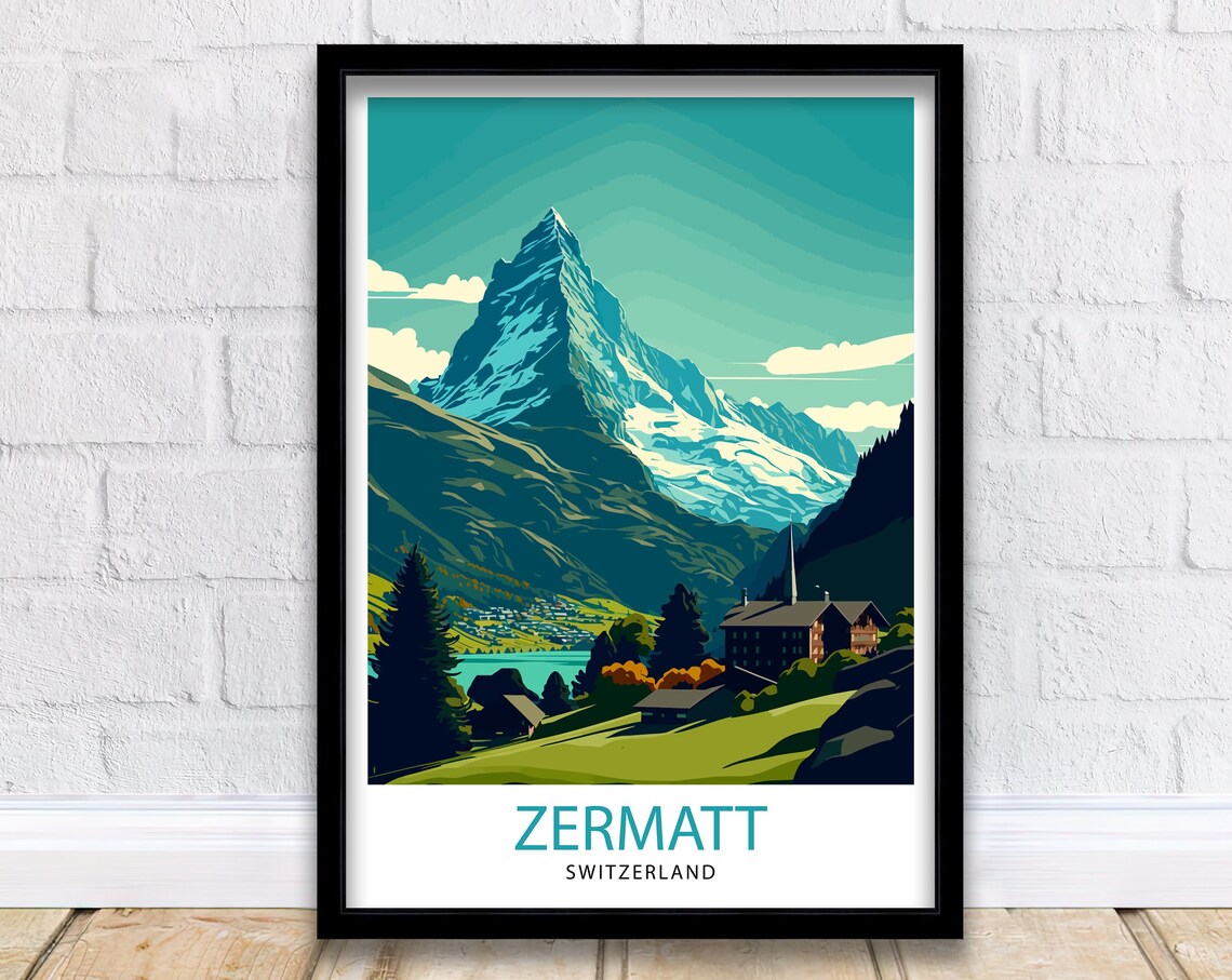 Zermatt Switzerland Travel Poster, Wall Art Print