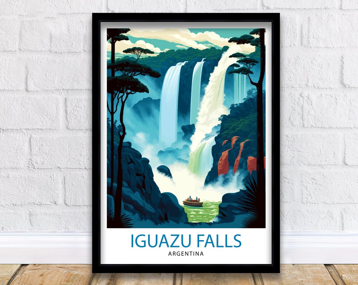 Iguazu Falls Argentina Travel Poster, Wall Decor