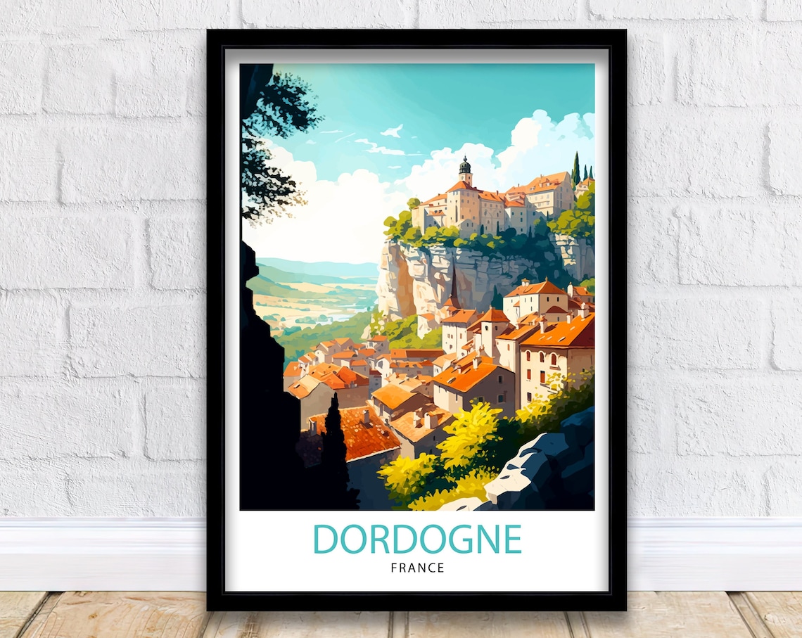 Dordogne France Travel Poster, Europe Wall Decor