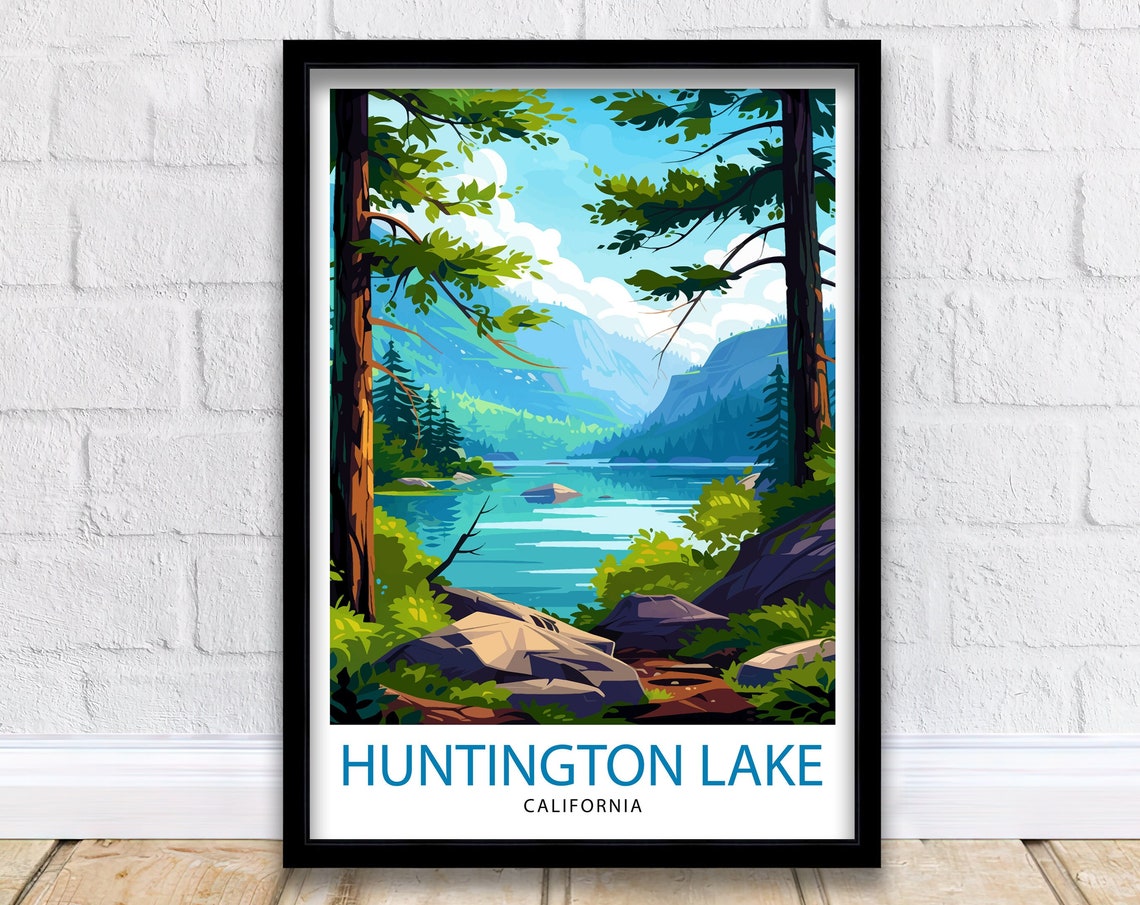 Huntington Lake California Pine Forest Lakeside Travel Poster