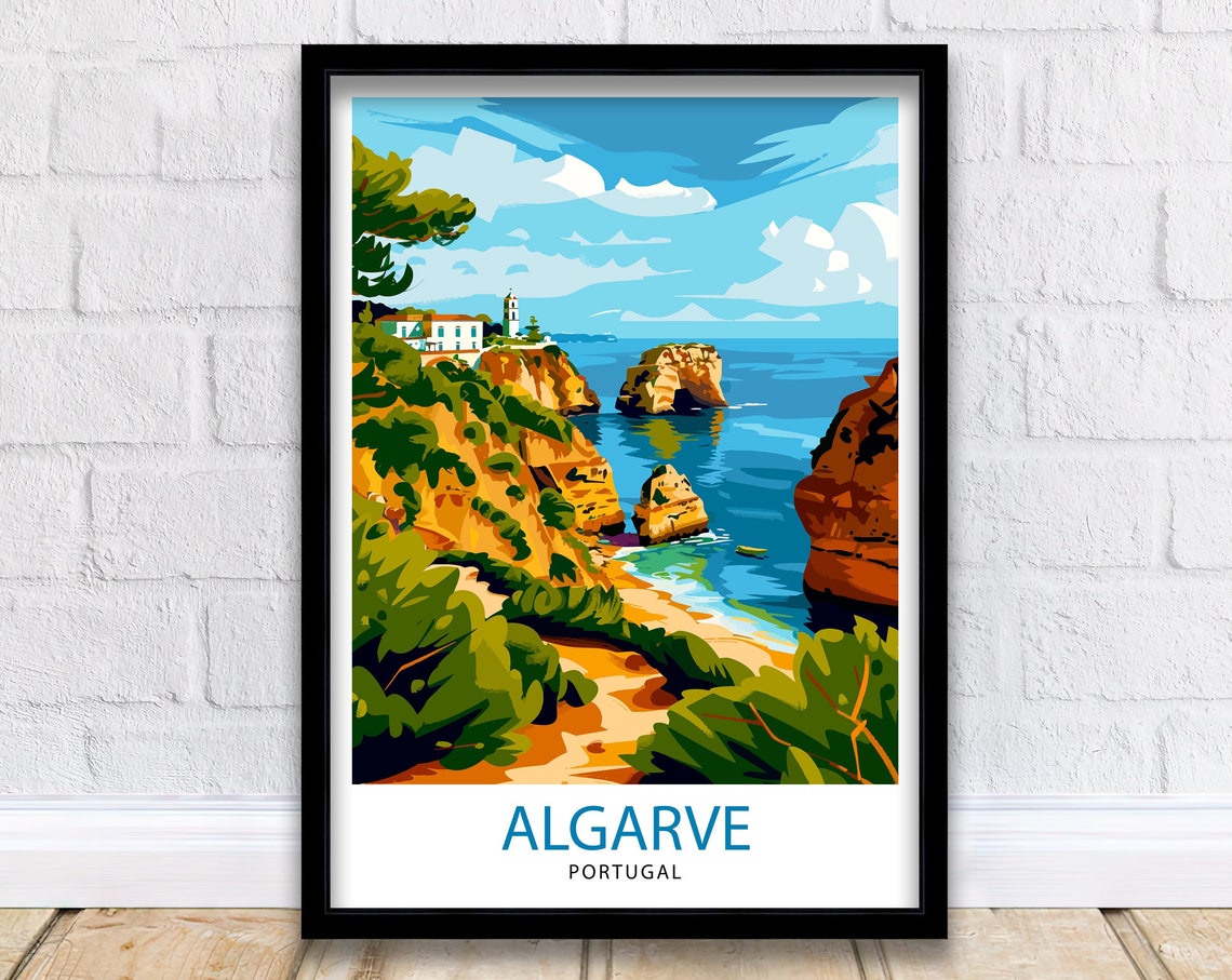 Algarve Portugal Travel Print Algarve Wall Decor Algarve Poster Portugal Travel Prints Algarve Art Print Algarve Illustration Algarve Wall