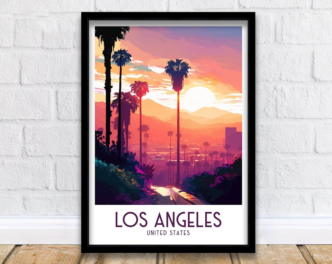Los Angeles Travel Poster, California Home Decor