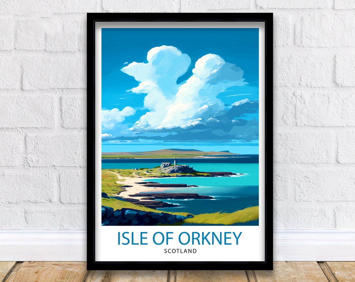 Isle Of Orkney Scotland Travel Print Orkney Wall Decor Orkney Home Living Decor Orkney Scotland Illustration Travel Poster Gift For Orkney