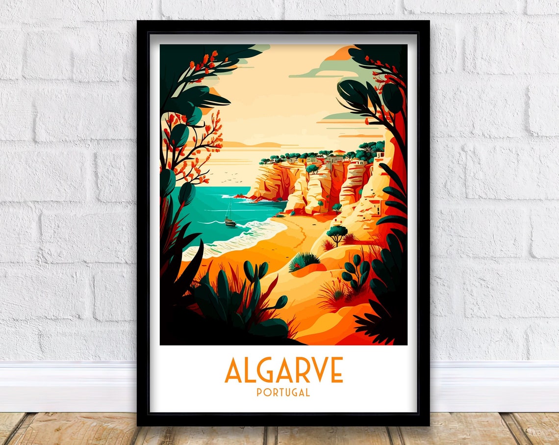 Algarve Travel Print Algarve Wall Decor Algarve Home Living Decor Algarve Portugal Illustration Travel Poster Gift For Algarve