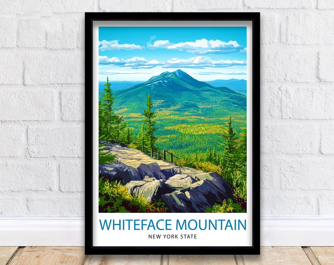 Whiteface Mountain New York State Vintage Travel Poster Scenic