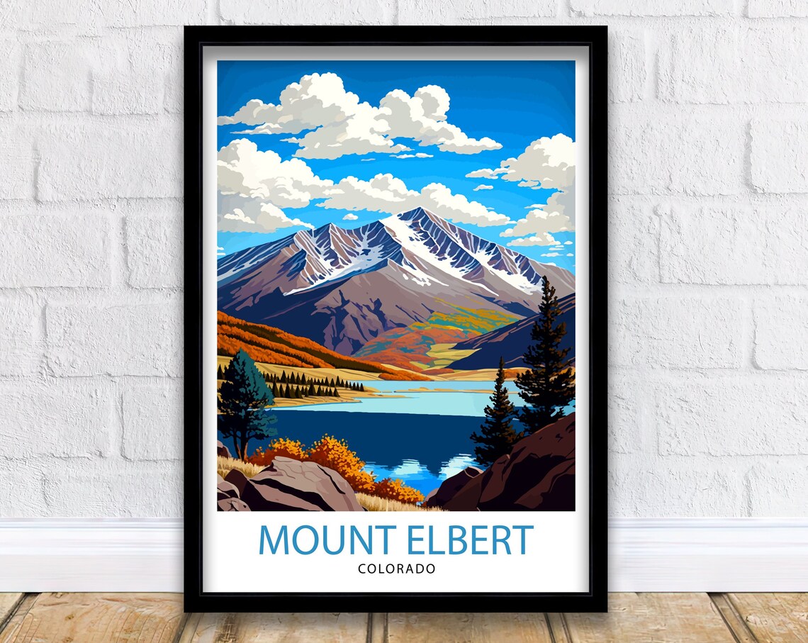 Mount Elbert Colorado Travel Poster, Mountain Landscape