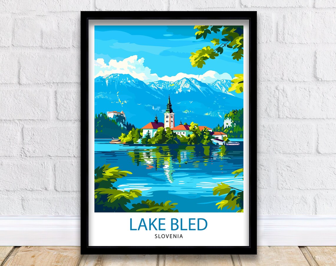 Lake Bled Slovenia Travel Poster, Europe Wall Decor - Image 3