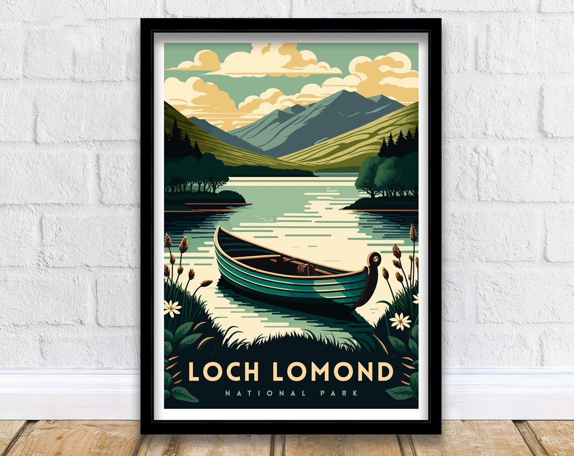 Loch Lomond Travel Print Scotland Loch Lomond Print Travel Poster Scotland Print Wall Art National Park Scottish Highlands