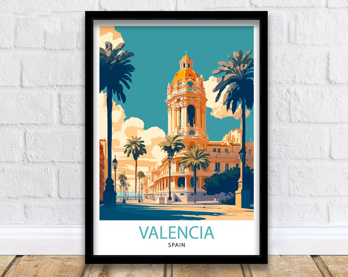 Valencia Spain Travel Poster, Home Living Decor