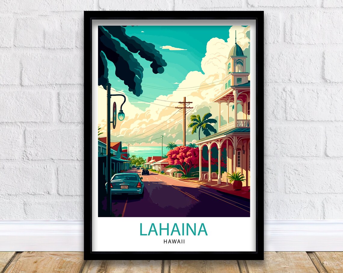 Lahaina Hawaii Travel Poster, Maui Place Decor