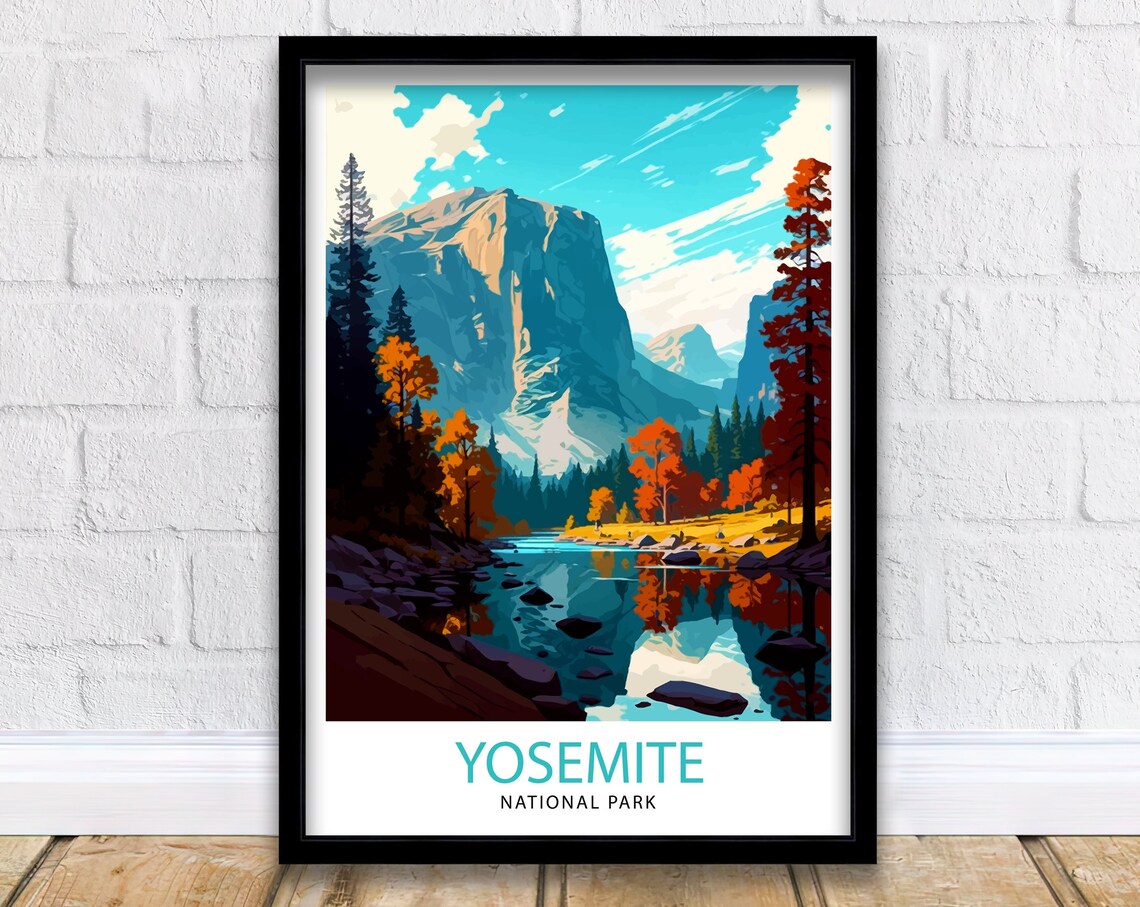 Yosemite National Park Travel Poster, Yosemite Illustration
