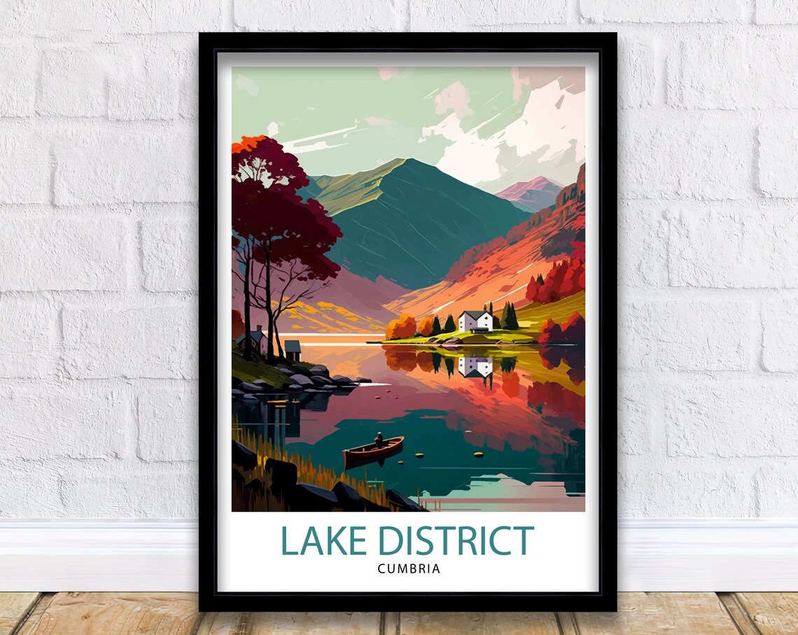 Lake District Cumbria Travel Poster, Home Decor