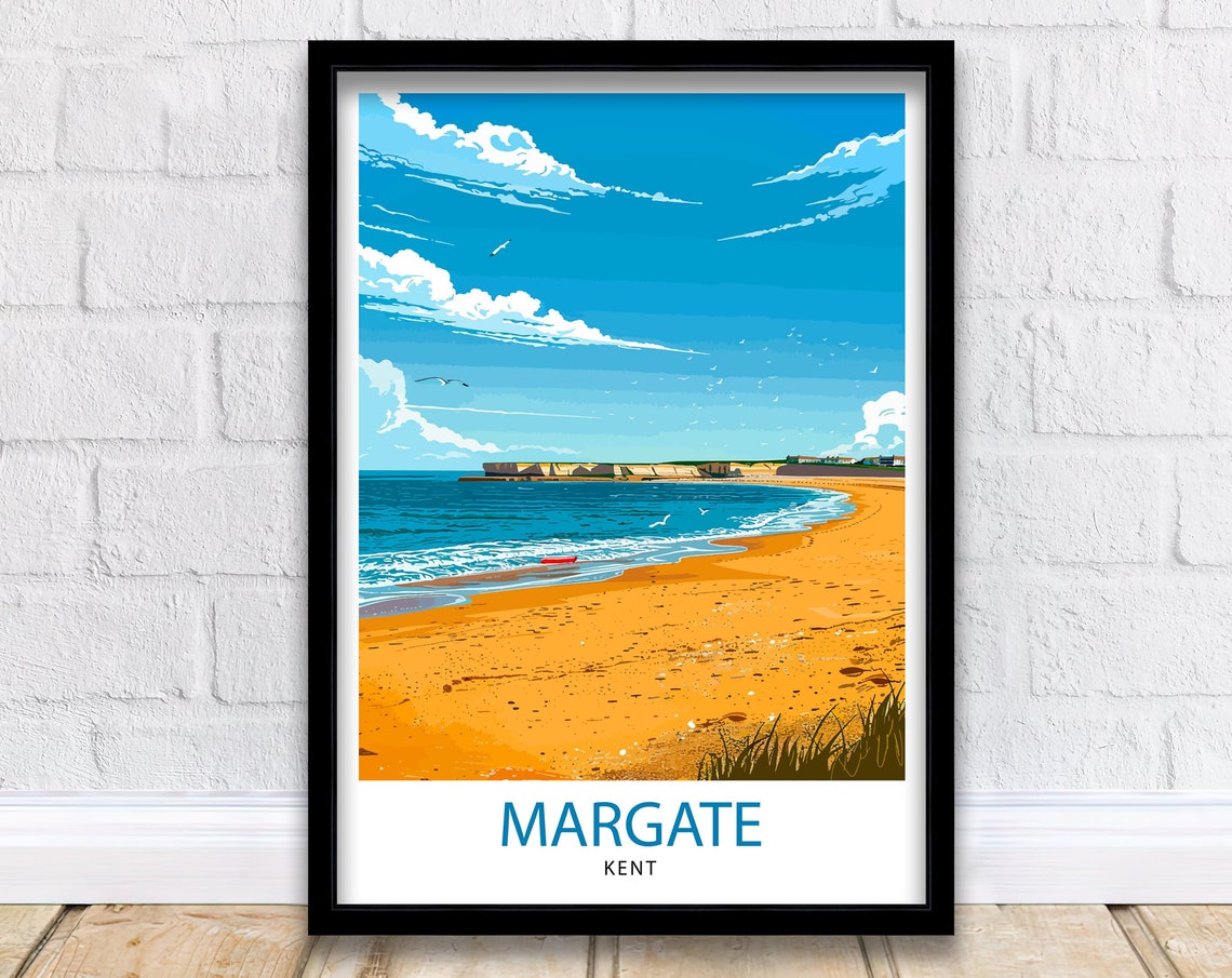 Margate Kent Beach Golden Sand Seaside Vintage Travel Poster