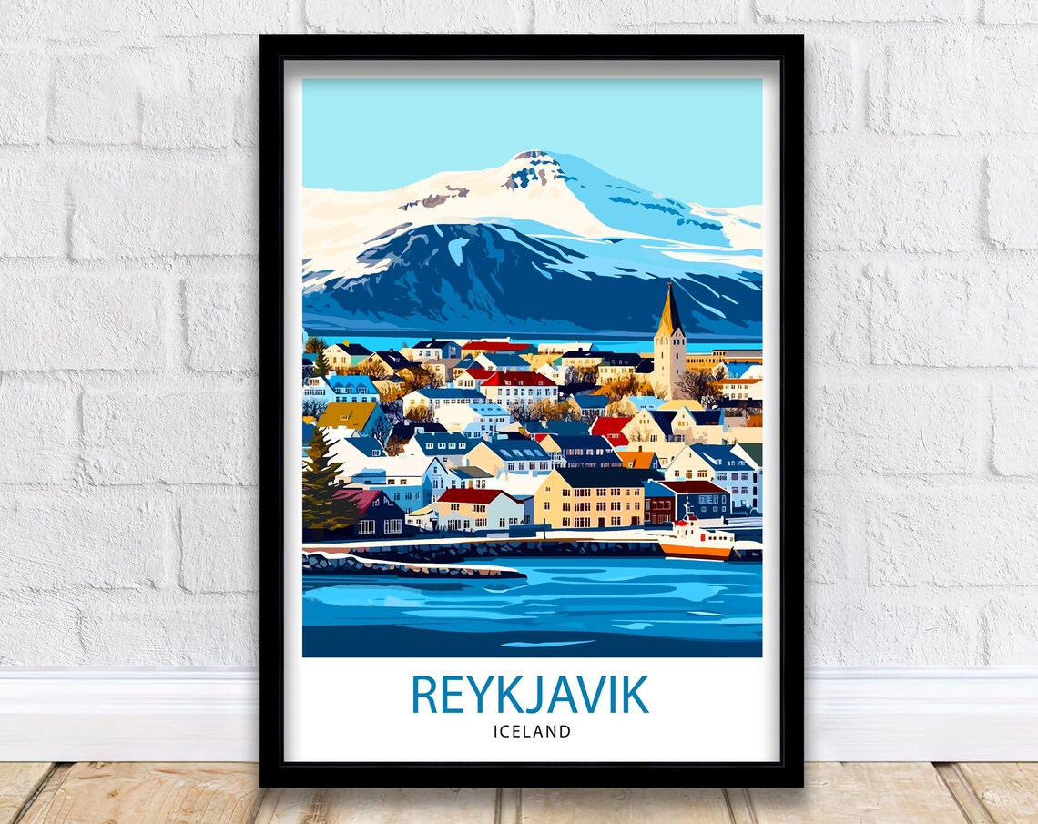 Reykjavik Iceland Travel Poster, Europe Wall Decor