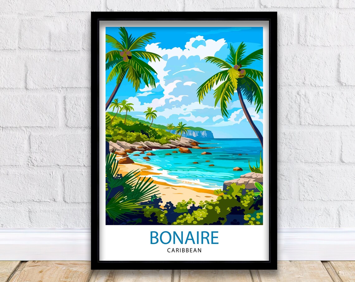 Bonaire Caribbean Travel Poster, Island Wall Decor