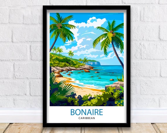 Bonaire Caribbean Travel Poster, Island Wall Decor