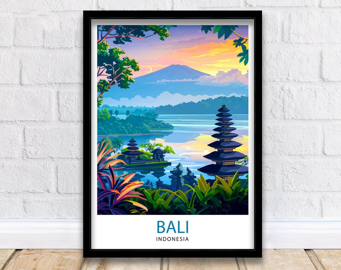Bali Indonesia Travel Poster, Asia Wall Decor