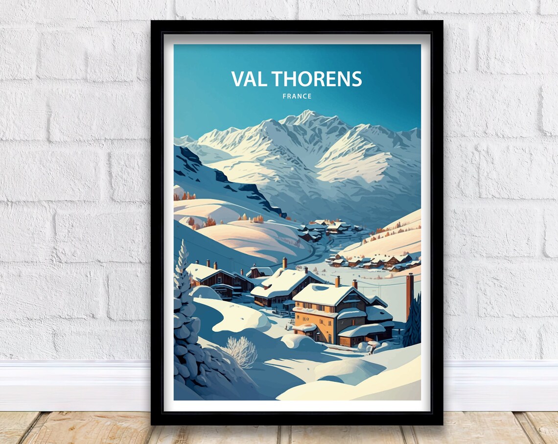 Val Thorens Travel Poster, France Ski Resort Art Print