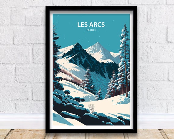 Les Arcs Travel Poster Ski Poster Ski Print Les Arcs France Paradiski Skiing Les Arcs Print Skiing Poster Alps