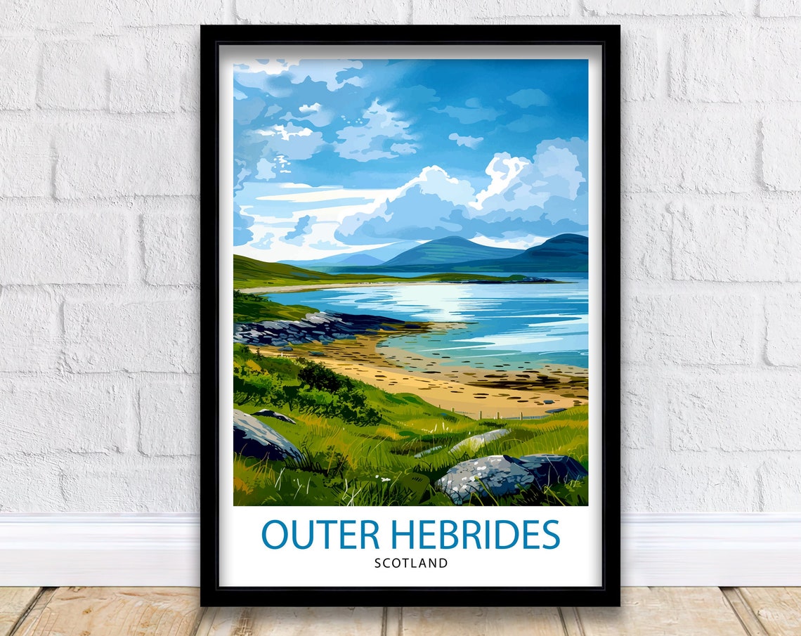 Outer Hebrides Scotland Wild Coastline Landscape Travel Poster