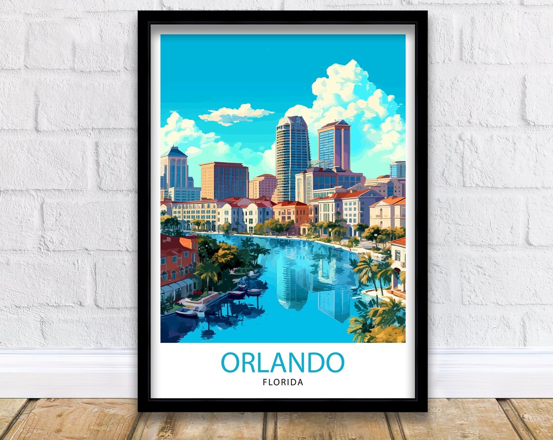 Orlando Florida Travel Poster, Home Living Decor