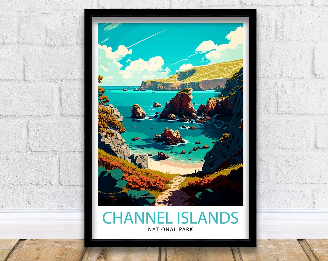 Channel Islands National Park Sea Stacks Cove Teal Water Poster