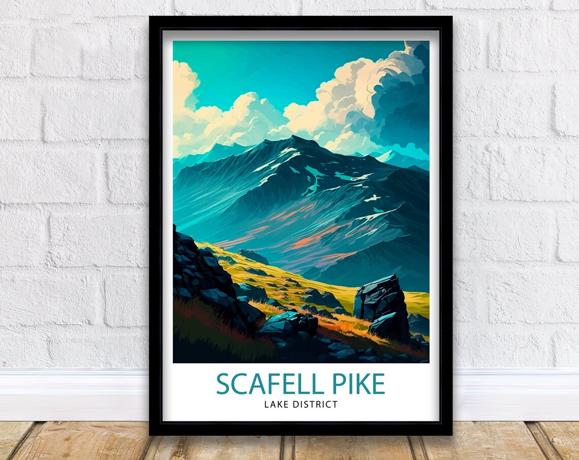 Scafell Pike Lake District Travel Poster