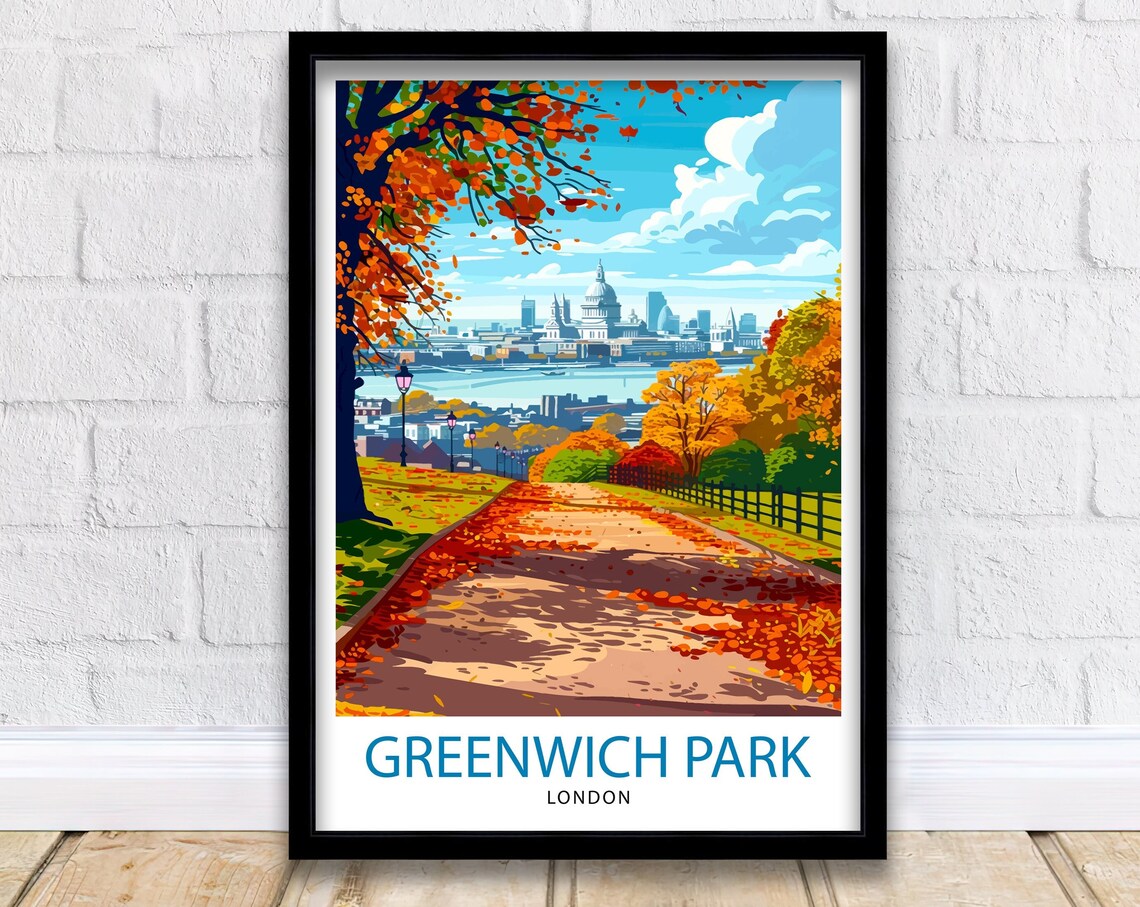 Greenwich Park London Travel Poster, UK Landmark
