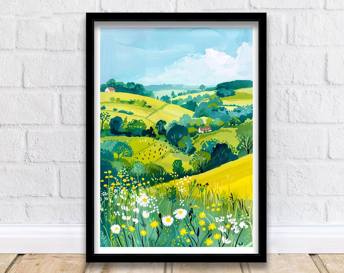 Chiltern Hills England Travel Poster, British Art
