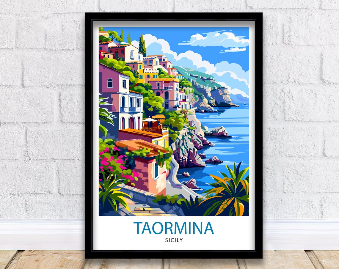 Taormina Sicily Travel Poster, Italian Place Print