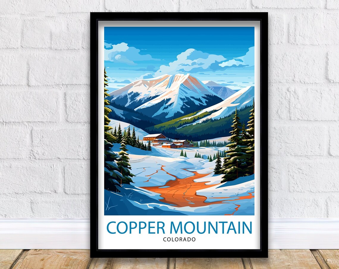 Copper Mountain Colorado Snowy Peak Ski Lodge Pines Winter Poster