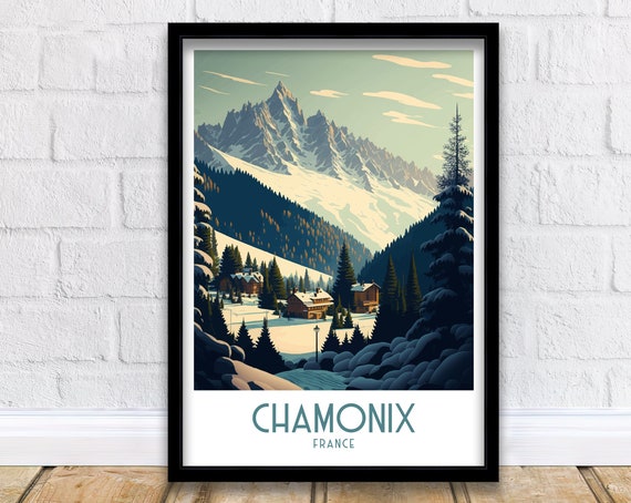 Chamonix Travel Print Ski Poster Chamonix Poster Skiing Travel Poster France Chamonix Print Ski Print Ski Ski Art