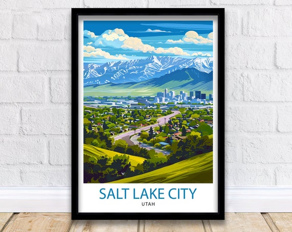 Salt Lake City Utah Travel Poster, Urban Mountain