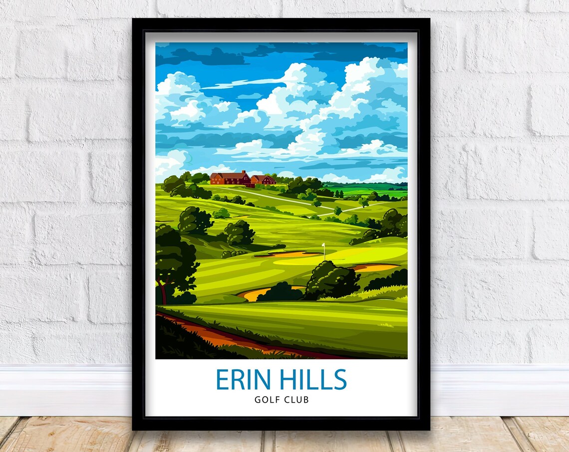 Erin Hills Golf Club Travel Poster, Golf Art