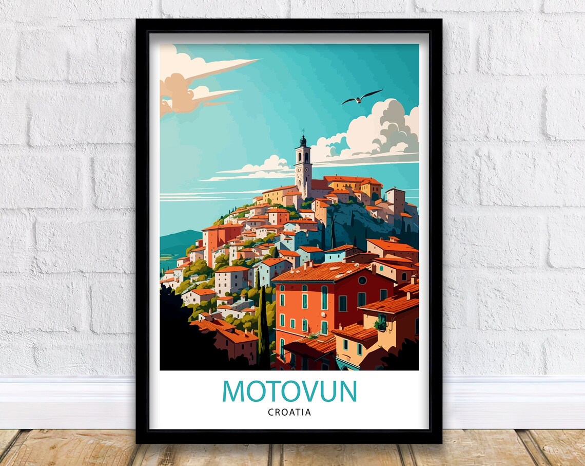 Motovun Croatia Travel Poster, Europe Wall Decor