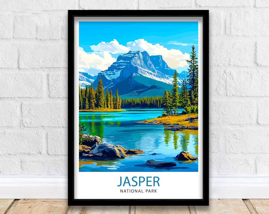 Jasper National Park Canada Travel Poster, Canadian Art