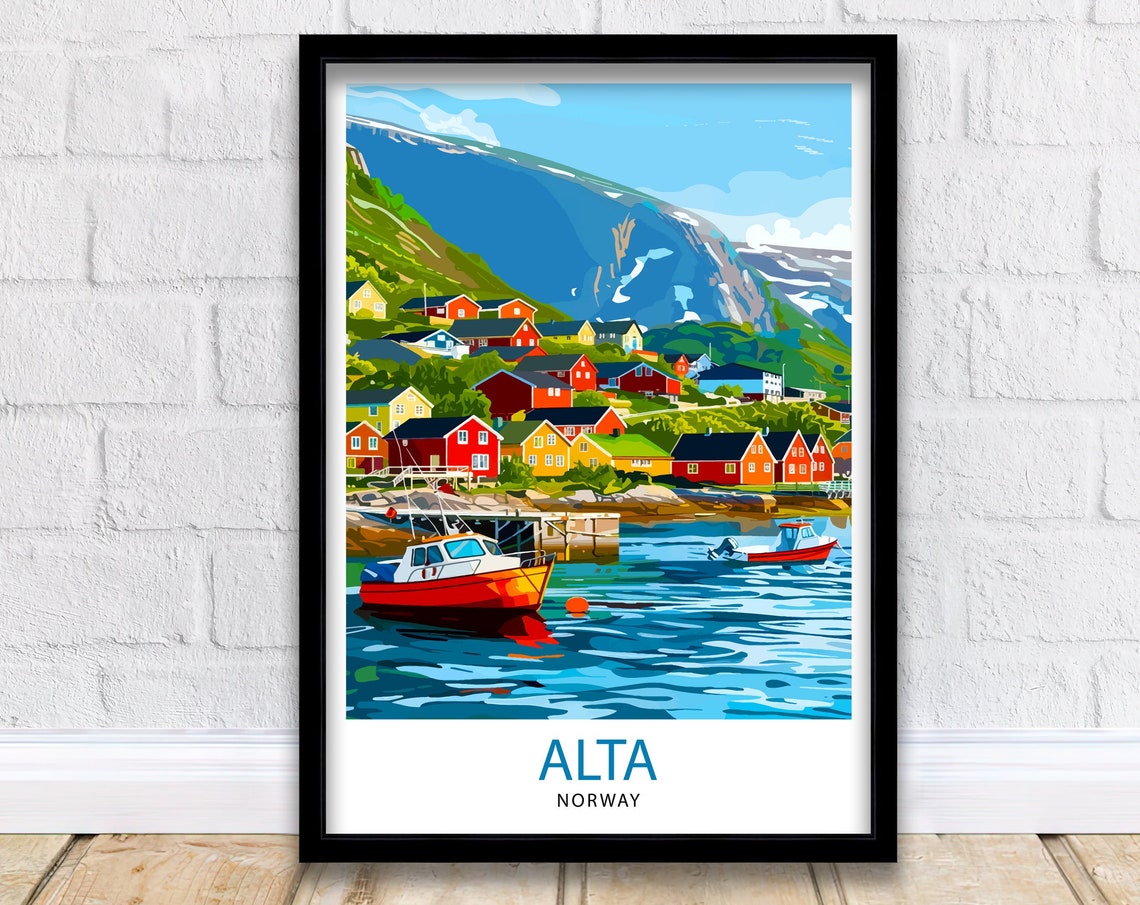 Alta Norway Colorful Fishing Village Harbor Boats Seaside Art Print
