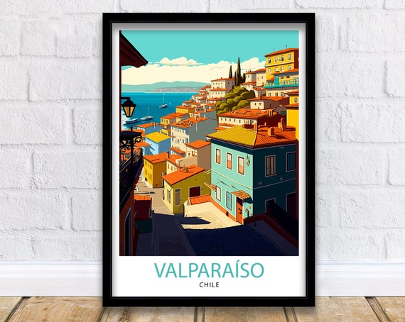 Valparaso Chile Travel Print Valparaso Wall Art Chile Illustration Valparaso Travel Poster Chile Home Decor