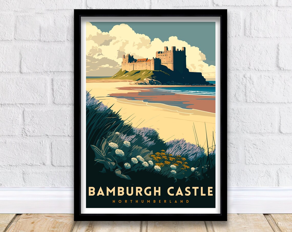 Bamburgh Castle Northumberland Travel Poster