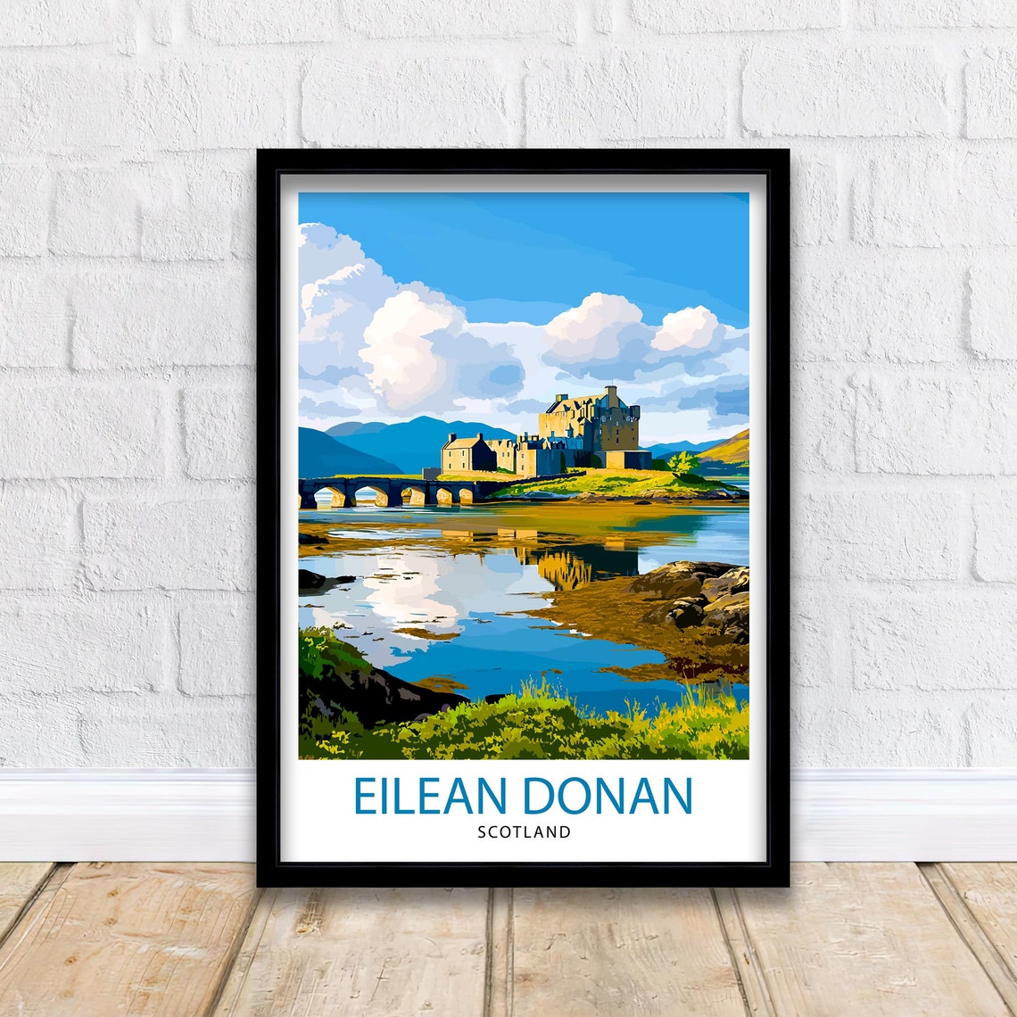 Historic Eilean Donan Castle Scotland Loch Mountain Travel Poster
