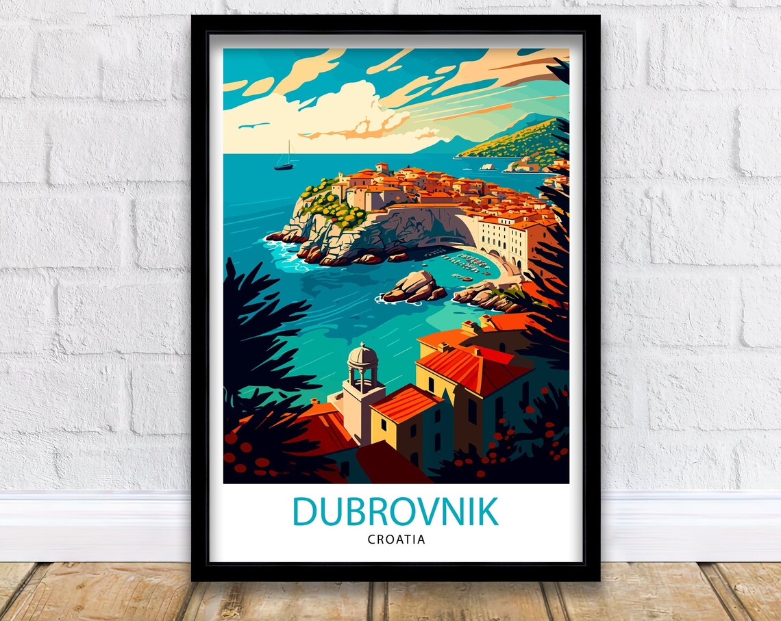 Dubrovnik Croatia Travel Poster, Europe Wall Decor