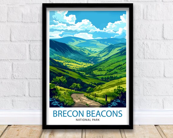 Brecon Beacons National Park Wales Green Rolling Hills Poster