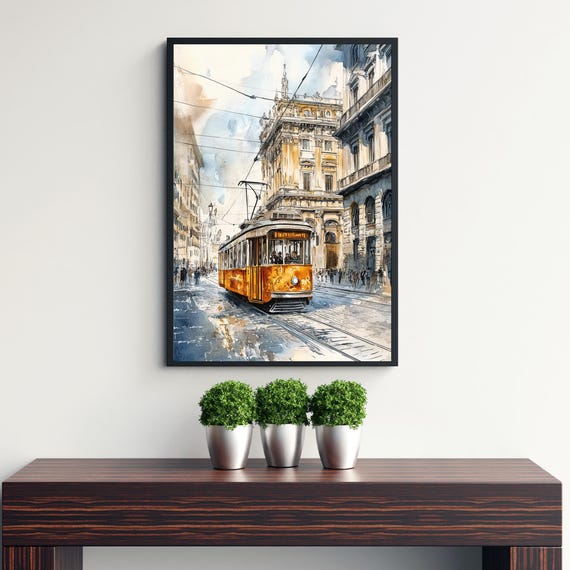 Milan Watercolor Painting Italian City Skyline Art Print